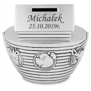 Pokladnička pre deti - Silver Bank Bank Noego ryteckej Baptism One