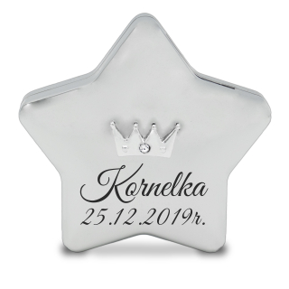 Pokladnička pre deti - Silver Prasiatko Hviezda ryteckej Baptism One