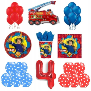 Balóny na párty - Požiarnik Sam 4 Birthday Taniere Balóniky Set