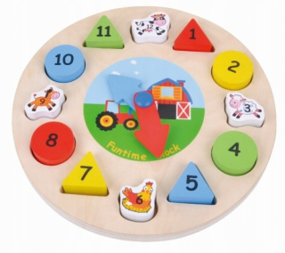 Sunbaby drevené Vzdelávacie Puzzle Hodiny 12 Elem