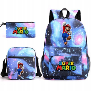 ŠKOLSKÝ SET Super Mario Bros, TAŠKA NA BATOŽNÍK, PUZDRO NA PEČIARNE