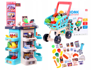 Detská pokladňa - obchod - Supermarket Kasa Shop Trolley Reader Zvuky 79cm