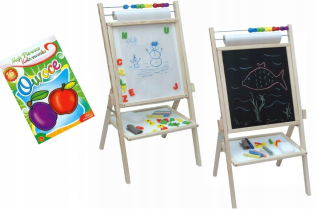 Drevená tabuľa 5v1 magnetické krieda + papier