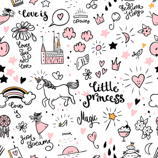 Tapeta do detskej izby - Tapeta Pink, Malá princezná, titulky - Unicorn