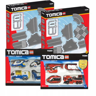 Dráha pre deti, stavebnica - Tomica - MEGA SET - prvky cesty + autá