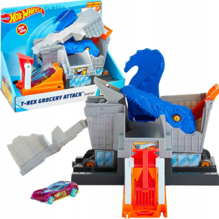 Hot Wheels Tor City útok T-Rexa + auto auto
