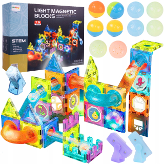 DRÁŽOVÉ MAGNETICKÉ BLOKY SVETELNÁ VZDELÁVACIA KONŠTRUKCIA 75 EL PRE DETI
