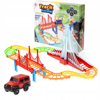 Dráha pre deti, stavebnica - Auto track pretekárske auto + 140el.