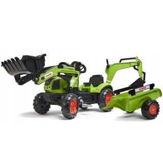 Detský báger - Traktor na pedál Claas 2 lyžice Falk príves