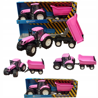 Traktor - Pink traktor Bruder - gumová kolesá s sklápača