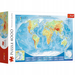 Trefl PUZZLE 4000 EL. Veľká fyzická mapa sveta