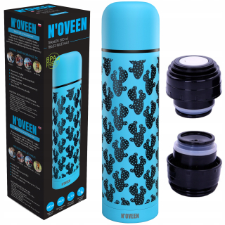 Termoska N'oveen na nápoje, TERMOHRN, TURISTICKÁ FĽAŠA, VZOR, 0,5l, odtiene modrej
