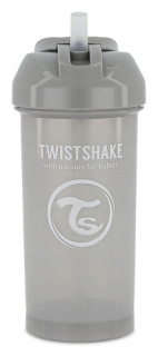 Twistshake hrnček so slamkou, 360 ml, sivý