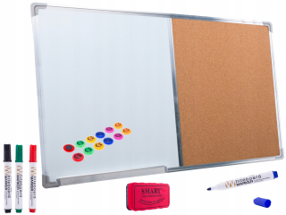 Tabuľka 2v1 magnetické korkové 90x60 + príslušenstvo