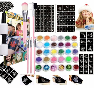 Kreatívna sada - Trblietavé tetovanie Umývateľná Mega Set Glitter PINK