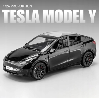 Tesla Model Y 1:24 otváracie dvere LED svetlý kov