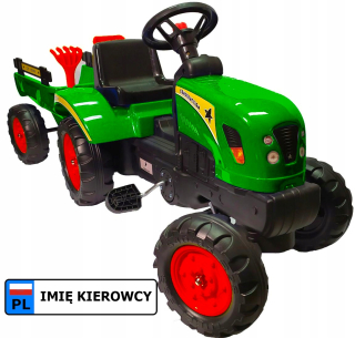 Traktor - Traktor na pedále s prívesom + tabuľa s názvom