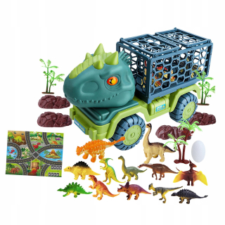 Transporter Truck Toys Dinosaury predstierajú, že hrajú hračku a klietku v štýle E