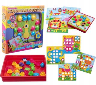 Gombíky puzzle mozaiky huby Montessori hra