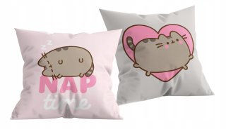 VANKÚŠ 40x40 MAČKA MAČIATKA PUSHEN OBOJSTRANNÁ NAPTIME RUŽOVÁ ŠEDÁ