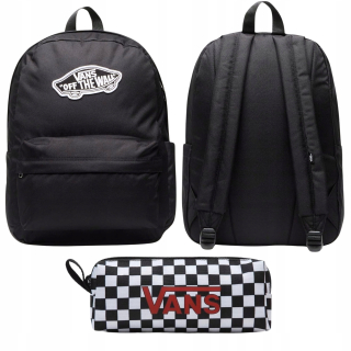 Vans mestský batoh kool Classic Backpack Black VN000H4YBLK1 čierny + peračník Vans PENCIL POUCH-B VN0A7UEPY28 Blk/WhtChk