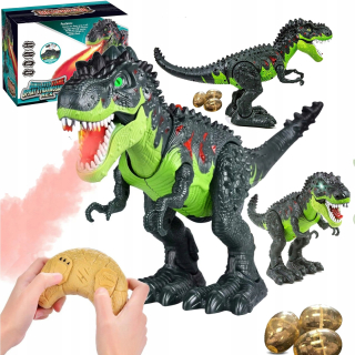 VEĽKÝ DINOSAUR DIAĽKOVO OVLÁDANÝ ROBOT T-REX ZNÁŠA VAJCIA PARA REČI SVETLÁ