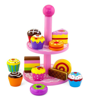 Viga ružový drevený poschodí s cookies 59893