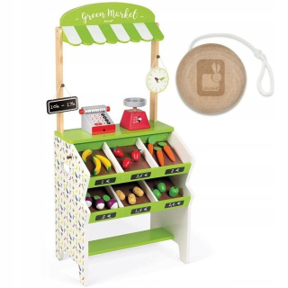 Detská pokladňa - obchod - Greenberry Janod veľký drevený obchod 33 ELEM. 3+