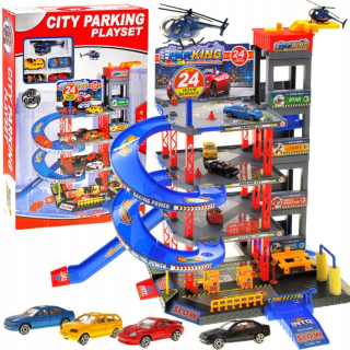 Gazáž pre autíčka - Multi-level parkovisko s výťahom + vozy