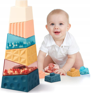 Senzorická veža Vzdelávacia pyramída Montessori Gift Puzzle Blocks