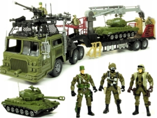 Vojenské autíčko - VOJENSKÝ LAWETA TIR TRANSPORTER + HÁČIK NA NÁDRŽ