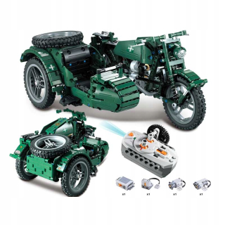 Stavebnica RC Technic - Vojenská motocykel diaľkovo ovládané Technic tehly
