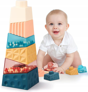 Senzorická hračka - Vzdelávacia veža Montessori senzorická pyramída