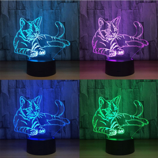 Nočná lampa do detskej izby - Nádherný lampy pre 3D mačka mágia Illusion 7 farieb