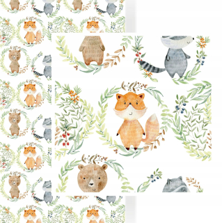 Závesy do detskej izby - Záclona pre deti 150x260cm Forest Boho vzory