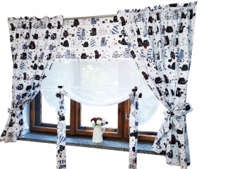 Závesy do detskej izby - Záclony + Roller Mačky Kotka Runnice 130 - 240cm