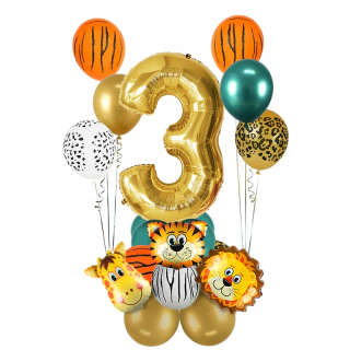 Balóny na párty - Sada 17 narodeniny balóny 3 roky starý tiger lev
