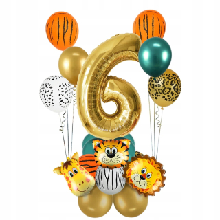 Balóny na párty - Sada 17 Birthday Balloons 6 rokov voľne žijúcich živočíchov