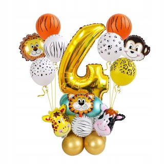 Balóny na párty - Sada 27 Birthday Balloons 4 roky Latka džungli