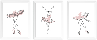 Obraz do detskej izby - Sada 3 Obrázky Ballets Plagáty A4 + Frames!