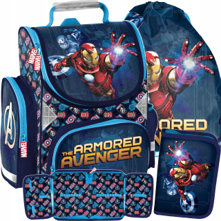 Aktovka, školská taška -  Sada 3in1 školskej tašky Avengers Iron Man