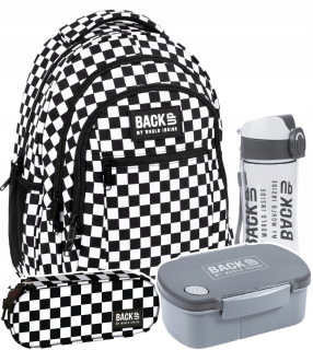 Školský batoh - SADA 4 el. BOHAT NA CERUŽKOVÚ FĽAŠU 26L CHECKER