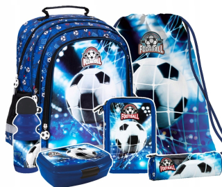 Školský batoh - SET 6 el. BATOŽNÍK POUZDRO NA PEČARU FUTBALOVÁ LOPTA
