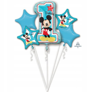 Balóny na párty - Sada fóliových balónikov jedného roka myš Mickey 5ks