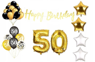 Balóny na párty - 50. NARODENINA 50. ZLATÁ BALÓNOVÁ SADA
