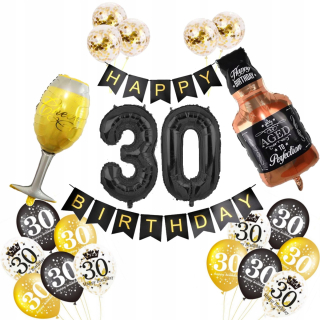 Balóny na párty - BALÓNOVÁ SADA 30 NAROZENINY Tridsať WHISKEY HIT