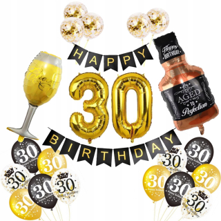 Balóny na párty - Sada 30 narodeniny balóniky Tridsať Whiskey Hit