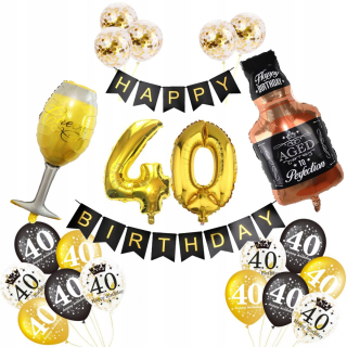 Balóny na párty - Sada Balóniky 40 narodeniny štyridsať Whiskey Hit