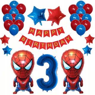Balóny na párty - Sada balónikov na 3 tretiny Spiderman narodenín
