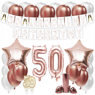 Balóny na párty - Sada 50. narodeniny balóniky menom Rose zlaté +